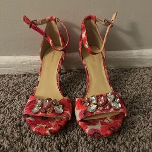 Elegant Pink Heels with Gemstone Accents